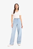 Pull On Wide Leg Yüksek Bel Geniş Paça Uzun Yumuşak Jean Pantolon