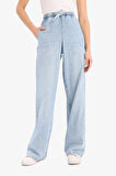 Pull On Wide Leg Yüksek Bel Geniş Paça Uzun Yumuşak Jean Pantolon