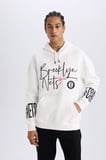 DeFacto NBA Brooklyn Nets Oversize Geniş Kalıp Kapüşonlu Kalın Sweatshirt D8513AX25SPER105