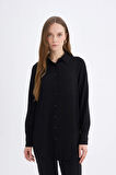 Regular Fit Basic Düz Uzun Kollu Gömlek Tunik	