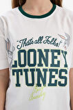 DeFacto Kız Çocuk Looney Tunes Oversize Geniş Kalıp Bisiklet Yaka Kısa Kollu Tişört E0866A825SMER85