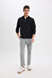 Regular Fit Dik Yaka Yarım Fermuarlı Basic Düz Sweatshirt