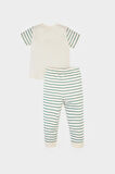 Erkek Bebek Pijama Takımı Baskılı Kısa Kollu Penye Üst Çizgili Uzun Alt
