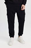 Regular Fit Jogger Eşofman Altı Basic Düz Kargo Cepli Lastikli Paça