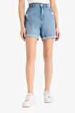 Boyfriend Yüksek Bel Crop Fit Jean Şort