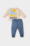 DeFacto Erkek Bebek 2'li Takım Baskılı Sweatshirt Beli Paçası Lastikli Alt D3348A525SPBG286