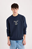 DeFacto Van Gogh Boxy Fit Bisiklet Yaka Sırt Baskılı Sweatshirt E3203AX24WNNV71