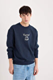 DeFacto Van Gogh Boxy Fit Bisiklet Yaka Sırt Baskılı Sweatshirt E3203AX24WNNV71