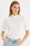 DeFacto 	Regular Fit Yarım Balıkçı Yaka Fitilli Kaşkorse Basic Düz Kısa Kollu Tişört B1177AX25SPER105