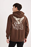 Vikings Valhalla Boxy Fit Kapüşonlu Sırt Baskılı Sweatshirt