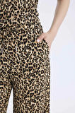 Straight Fit Leopar Desenli Cepli Bürümcük Pantolon