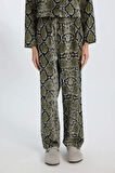 DeFacto Fall in Love Pijama Takım Poplin Yılan Derisi Desenli Uzun Kollu Üst Esnek Belli Uzun Alt E3849AX24WNBK27