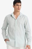 DeFacto Regular Fit Polo Yaka Keten Karışımlı Yazlık Uzun Kollu Gömlek E0518AX25SMGN1260