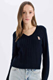 Coool Slim Fit Dar Kesim Bisiklet Yaka Triko Kazak