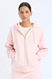 Relax Fit Kapüşonlu Cepli Basic Düz Fermuarlı Sweatshirt