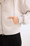 Coool Standart Fit Kapüşonlu Basic Düz Kanguru Cepli Fermuarlı Sweatshirt