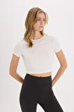 DeFactoFit Crop Bisiklet Yaka Basic Düz Sporcu Kısa Kollu Tişört D7295AX25SPER105