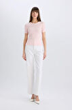 DeFacto Slim Fit Dar Kesim Bisiklet Yaka Basic Düz Fitilli Kaşkorse Kısa Kollu Tişört C0097AX25SPPN364
