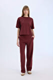 DeFacto Wide Leg Geniş Paça Eşofman Altı Beli Lastikli Cepli Basic Düz Bordo D3759AX25SPBR52