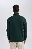 DeFacto Comfort Regular Fit Rahat Kalıp Fermuarlı Dik Yaka Basic Düz Sweatshirt X7405AZ24AUGN1269