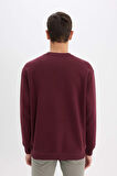 Oversize Geniş Kalıp Bisiklet Yaka Kalın Basic Düz Sweatshirt