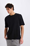 DeFacto Boxy Fit Bisiklet Yaka Kısa Kollu Siyah Tişört E1161AX25SMBK81