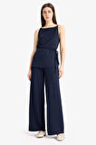 Wide Leg Basic Düz Pike Geniş Paça Pantolon