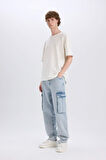 DeFacto %100 Pamuk Relax Fit Rahat Kesim Geniş Paça Kargo Cepli Jean Pantolon D7274AX25SPNM63