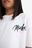DeFacto Kız Çocuk Disney Mickey & Minnie Oversize Geniş Kalıp Bisiklet Yaka Sırt Baskılı Kısa Kollu Tişört E2618A825SMWT34