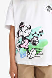 DeFacto Kız Çocuk Disney Mickey & Minnie Oversize Geniş Kalıp Bisiklet Yaka Sırt Baskılı Kısa Kollu Tişört E2618A825SMWT34