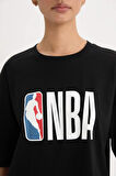 DeFactoFit NBA Wordmark Boxy Fit Bisiklet Yaka Kısa Kollu Tişört