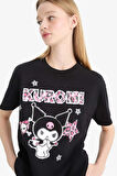 DeFacto Coool Kuromi Oversize Geniş Kalıp Baskılı Kısa Kollu Tişört F1949AX25SMBK81
