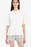 Oversize Geniş Kalıp Bisiklet Yaka Basic Düz Kısa Kollu Tişört