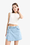 DeFacto Yüksek Bel Cepli Mini Jean Şort Etek E4697AX25SMNM39
