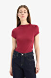 Slim Fit Dar Kesim Yarım Balıkçı Yaka Soft Touch Kısa Kollu Tişört