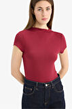 Slim Fit Dar Kesim Yarım Balıkçı Yaka Soft Touch Kısa Kollu Tişört