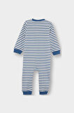 Erkek Bebek Yenidoğan Baskılı Çizgili Fitilli Kaşkorse Çıtçıtlı Uzun Kollu Tulum