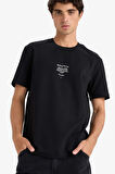 Regular Fit Bisiklet Yaka Baskılı Kısa Kollu Tişört 