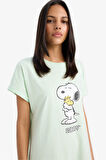 Snoopy Bisiklet Yaka Kısa Kollu Gecelik-Fall in Love