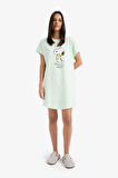 Snoopy Bisiklet Yaka Kısa Kollu Gecelik-Fall in Love