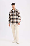 DeFacto Regular Fit Polo Yaka Kareli Flanel Uzun Kollu Gömlek D2320AX24AUBN279