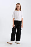 DeFacto Kız Çocuk Wide Leg Kargo Geniş Paça Jean Pantolon D7373A825SMNM36