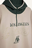 DeFactoFit NBA Los Angeles Lakers Boxy Fit Kapüşonlu Kalın Kumaş Sweatshirt