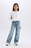 Kız Çocuk Wide Leg Kargo Geniş Paça Jean Pantolon