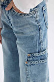 DeFacto Kız Çocuk Wide Leg Kargo Geniş Paça Jean Pantolon D7386A825SMNM39