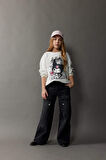 DeFacto Kız Çocuk Kuromi Oversize Geniş Kalıp Bisiklet Yaka Sweatshirt D8834A825SPER99