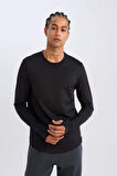 DeFactoFit Slim Fit Dar Kesim Bisiklet Yaka Sporcu Uzun Kollu Tişört A3961AX24WNBK81