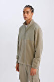 DeFactoFit Standart Fit Dik Yaka Fermuarlı Polar Sporcu Sweatshirt D9226AX24WNKH465