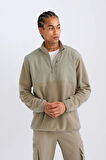 DeFactoFit Standart Fit Dik Yaka Fermuarlı Polar Sporcu Sweatshirt D9226AX24WNKH465