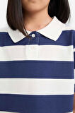 Kız Çocuk Relax Fit Çizgili Kısa Kollu Polo Tişört